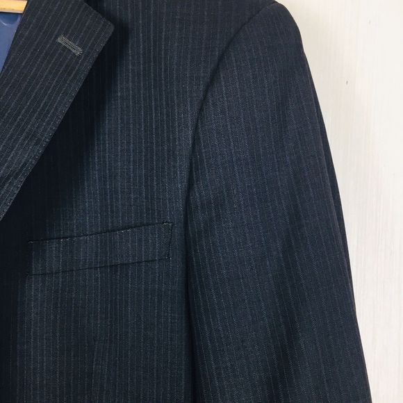 HART SCHAFFNER MARX Men's Dark Gray Sport Coat Blazer USA 100% Wool Size 48 Reg - Picture 2 of 11